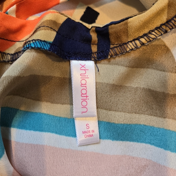 Summer Dress, Colorful, Xhilaration, Orange, Navy, Turquoise, Peach, Tan. Small - Picture 7 of 9